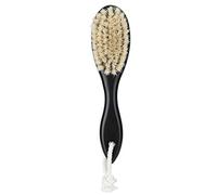 Baxnore Premium Men Mustache Wooden Beard Brush for Grooming Styling and Cleaning with Beech Wood Handle Brush Hair Portable Size 19.8cm for Beard Care Enthusiasts (black white hair)