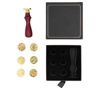 Baxnore Premium Wooden Handle Sealing Wax Stamp Kit with 7 Interchangeable Zinc Alloy Stamp Heads for Invitations Letters Wedding Gifts Business Correspondence Elegant Gift Box Inc (K01-Black