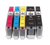 Baxnore Printer Ink Set Fluent Clear Printing Robust Ink Replacement for MG5470 MG5670 MG6370 MG6470 MG6670 MG7170 MG7570 MX727 MX927 Ip7270 IX6770 MG5570 IX6870 IP8770 Print Photo (BK BK C M Y 5