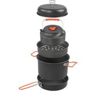 Baxnore Professional Camping Cookware Mess Kit Aluminum Alloy 10 Piece Set with Pot Pan Steaming Tray Water Kettle and Lid Compact Lightweight for Backpacking Hiking Outdoor Cookin