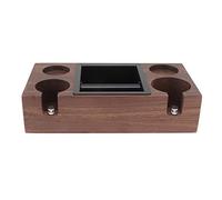 Baxnore Professional Coffee Tamping Station Premium Walnut Wood Adjustable Height Tamper Base with Stainless Steel Knock Box for Barista Espresso Making Home Cafe