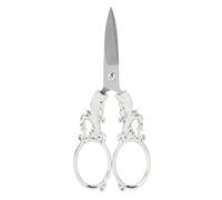 Baxnore Professional Embroidery Scissors Stainless Steel Sharp Precision Craft Scissors for Sewing Quilting Fabric Cutting with Ergonomic Handle Vintage Style Lightweight 4.5 Inch (Silver)