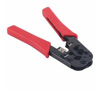 Baxnore Professional Grade High Carbon Steel Crimping Pliers Wire Stripper Tool with Ratchet Mechanism for Telecom Cables and Electrical Wiring 7.5 Inches Red HT-568 Model