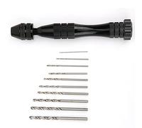 Baxnore Professional Hand Twist Drill Set 10 Precision Drill Bits Aluminum Alloy Manual Woodworking Tools for Crafting Drilling Wood Plastic Models Black Compact Design