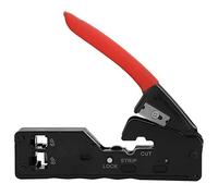 Baxnore Professional Network Cable Crimping Tool Multifunctional Wire Stripper with 8P8C 6P6C Crystal Heads for Ethernet and Telephone Cable Installation Durable German Style PVC (Red)