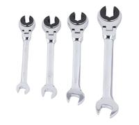 Baxnore Professional Ratcheting Brake Line Wrench Set 72 Teeth Adjustable Angle 10mm 12mm 14mm 17mm Flare Nut Tubing Wrenches for Automotive HVAC Plumbing Mechanics CR V Steel 4 Pi