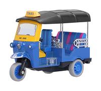 Baxnore Pull Back Thai Tricycle Simulation Alloy Tuk Tuk Car Model Vehicle with Friction Powered Engine Bright Colors Educational Learning for Boys Girls Playroom Birthday Party (Blue)