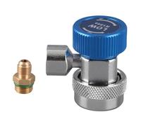 Baxnore R134A Quick Coupler Adapter Set High Flow Quick Connect Disconnect Valve Core Extractor for Car Air Conditioning System Diagnosis Charging Evacuation Metal Blue Red 1/4 Inc (Blue low pressure)