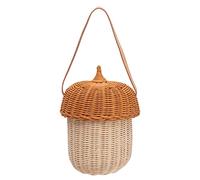 Baxnore Rattan Storage Basket Hand Woven Acorn Shaped Decorative Basket for Home Storage Organization Photography Props Boys Girls Natural Rattan 53g (Large Handbag)