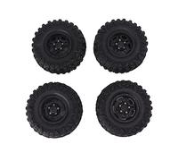 Baxnore RC CAR TIRES AND WHEELS 4PCS 2.2INCH BLACK RUBBER DURABLE WEAR RESISTANT ENHANCED GRIP TRACTION FOR OFFROAD ROUGH TERRAIN PLASTIC RIM 12MM HEX SCX10 WRAITH CAPRA