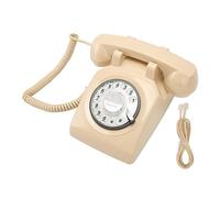 Baxnore Retro Rotating Phone Old Fashioned Vintage Landline Phone with Mechanical Ringer Speaker for Household Office Hotel Durable ABS Material Classic Rotary Dial (Beige)