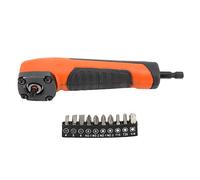 Baxnore Right Angle Drill Adapter Hex Shank Bit Holder Electric Screwdriver Corner Attachment with 10pc Bits Set for Tight Space DIY Projects and Professional Use (Orange)