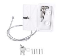 Baxnore RV Exterior Shower Box Kit Dual Valve Heat Double Control with Metal Hose Spray Head Lock Keys 1/2in White ABS Stainless Steel for Motorhomes Yachts