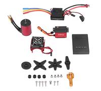 Baxnore S3650 3100KV Brushless Motor Combo 60A 25kg Servo Sensorless Motor ESC Combo Waterproof Programming Card Cooling Fan for 1/10 RC Car
