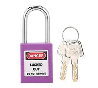 Baxnore Safety Padlock Insulating Padlock Lockout Padlock 38mm Non Conductive Industrial Nylon PA Steel Lockout Tagout Padlock for Electric Power Nuclear Energy (Purple)