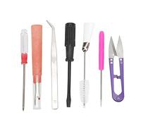Baxnore Sewing Machine Cleaning Kit 7PCS Professional Stainless Steel Maintenance Tools with Tweezers Brushes Scissors Awl for Home Crafting Sewing Machine Repair Complete Set in S