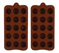 Baxnore Silicone Cake Mold Baking Mold Chocolate Mold Beautiful Flower Shape 15 Grid Nonstick DIY Baking Tool for Home Kitchen Bakers 2Pcs Durable Silicone 20x10.5x1.5cm