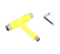 Baxnore Skate Tool, Multi Function T Type Hex Wrench for Skate Doard Assembly Adjustment, Alloy Steel Nylon Construction, Portable 10.5 cm Tool, Yellow