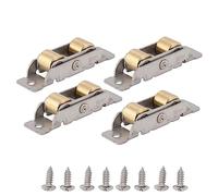 Baxnore Sliding Patio Door Rollers 4 Pack Heavy Duty Stainless Steel Replacement Rollers with Copper Bearings for Smooth Quiet Sliding Glass Doors and Windows Home Office Use (Double Copper Flat