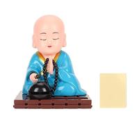 Baxnore Solar Powered Little Buddhist Monk Ornament Cute Monk Figurine with Moving Prayers for Home Office Car Decor ABS Plastic 3 x 3 x 3.5 Inches Gift Idea (Plain Clothes Type Light Blue)