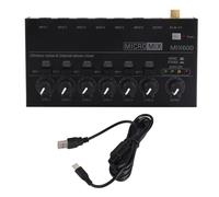 Baxnore Sound Mixer Ultra Compact Metal Low Noise 6 Channel Stereo Line Mixer for Studio Stage Small Clubs Bar Sturdy Durable 529g