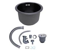 Baxnore Stainless Steel Kitchen Sink Round Single Bowl Undermount Sink with Drain Strainer Rustproof Heat Compact Design for Small Kitchen RV Bar SUS304 28cm Outer Diameter (Nano Black)