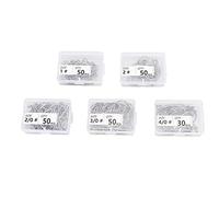 Baxnore Stainless Steel Offset Fish Hook with Barb Sharp Tip for Saltwater Freshwater Fishing 230 Pieces 5 Sizes Premium Rustproof Hooks