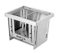 Baxnore Stainless Steel Portable Camping Grill Foldable Wood Burning Stove Outdoor BBQ Picnic Cooker Windproof Design For Backpacking Hiking Tailgating