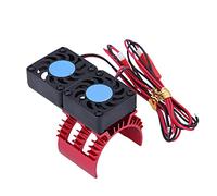 Baxnore SURPASS HOBBY A2 Dual Fan Aluminum 540 Noninductive Motor Radiator Cooling System for HSP RC Motor Vehicles 540 Motor Blue Red Orange Optional 60x40x30mm (Red)