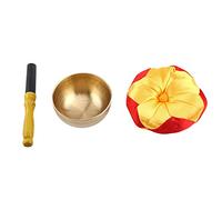 Baxnore Tibetan Buddhism Brass Singing Bowl Meditation Set with Wooden Stick and Cushion for Yoga Relaxation Spiritual Healing Handcrafted Musical Instrument Gift