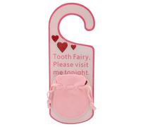 Baxnore Tooth Fairy Door Hanger, Acrylic Wall Mounted Teeth Keeper with Fabric, Lost Tooth Memory Holder for Bedroom Decor (Pink)