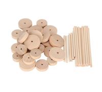 Baxnore Unfinished Wood Wheels DIY Polished Round Wheel Wooden Pieces for DIY Project Painting Decoration Crafts 24 Wooden Rods 30 Wooden Wheels Birch Material Multiple Sizes
