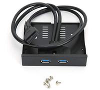 Baxnore USB 3.0 Floppy Front Panel 2 Port USB Hub Adapter 3.5 Inch Drive Bay Expansion for Desktop Computer PC Internal with 19 Pin Cable Black