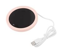 Baxnore USB Coffee Mug Warmer Electric Heating Plate with Digital Display 55℃ Temperature Control Gravity Switch Ultra Thin Portable Design for Office Home Use ABS Material 4.5x3.7 (Pink)