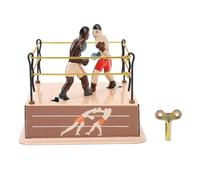 Baxnore Vintage Clockwork Boxing Wind Up Mechanical Boxing Ring Interactive Retro Tin Decorative Collectible for Home Office Display Iron Material