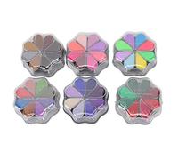 Baxnore Washable Ink Stamp Pad 8 Vibrant Colors Petal Shape DIY Craft Water Based Pigment Ink Pads for Rubber Stamps Home Office 6 Pack