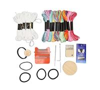 Baxnore Weaving Loom, Small Darning Loom, 14 Hooks, 18 Colors Threads, Portable Mini Darning Loom, Wooden Weaving Frame Loom for Handicraft Repair