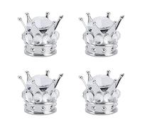 Baxnore Wheel Stem Valve Caps Crown Diamond Style Premium Tire Valve Stem Caps 4 Pack Protect Valve Core Dust Water Snow for Cars Trucks Vehicles High Polymer ABS Material Copper C (White)