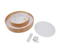 Baxnore Wood Flush Mount Ceiling Light 3 Color Temperatures Remote Control Dimmable LED Ceiling Fixture Eye Caring for Bedroom Living Room Study Office Metal PC Construction Round (30cm)