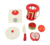 Baxnore Wooden Smoothie Blender Kitchen Food Mixer Juicer Maker Set with Cutting Fruits and Cup Accessories for Boys Girls Interactive Roleplay Educational Learning Beech Wood 12 P