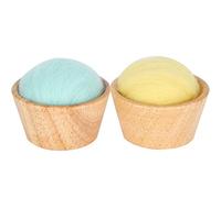 Baxnore Wool Felt Pin Cushion Vertical Poke Needle Storage with Wooden Bowl Sewing Embroidery Tool for DIY Crafters 2Pcs Set Needle Organizer Handmade Accessories