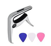 Baxnore Zinc Alloy Multifunctional Guitar with Bridge Pin Puller and Pick Slot 3 Picks for Acoustic Electric Folk Guitars Bass Black Silver Rose Gold (Silver)