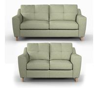 Baxter Tufted Fabric Sofa Suite 3 Seater and 2 Seater Sofa - Charcoal, Silver, Oatmeal or Sage Furnishings For Less UK Green One Size
