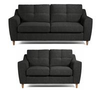 Baxter Tufted Fabric Sofa Suite 3 Seater and 2 Seater Sofa - Charcoal, Silver, Oatmeal or Sage Furnishings For Less UK Charcoal One Size