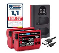 Baxxtar MaxProtect 2 x EN-EL15c Battery 2600 mAh with Charger Dual (LCD USB-C Micro USB) Replacement Battery with NTC Sensor V1 Protective Case Compatible with Nikon Z5 Z6 Z6II Z7 Z7II Z8 D800 D7000