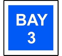 Bay 3 | 40cm x 40cm | Blue/White - Dibond Aluminium Sign for Parking Lots, Loading Zones, Warehouses, Industrial Sites, and Designated Areas