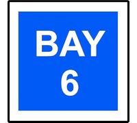 Bay 6 | 40cm x 40cm | Blue/White - Dibond Aluminium Sign for Parking Lots, Loading Zones, Warehouses, Industrial Sites, and Designated Areas