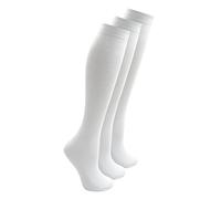 BAY 6 Girls Knee Length Socks Cotton Rich, Back To School 3 Pairs White Size 12-3