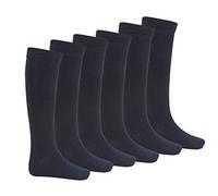 Bay 6 Kids Plain Cotton Rich Knee High School Socks 6 Pack Blue 9-12