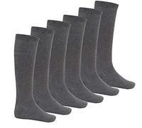 Bay 6 Kids Plain Cotton Rich Knee High School Socks 6 Pack Grey 12.5-3.5